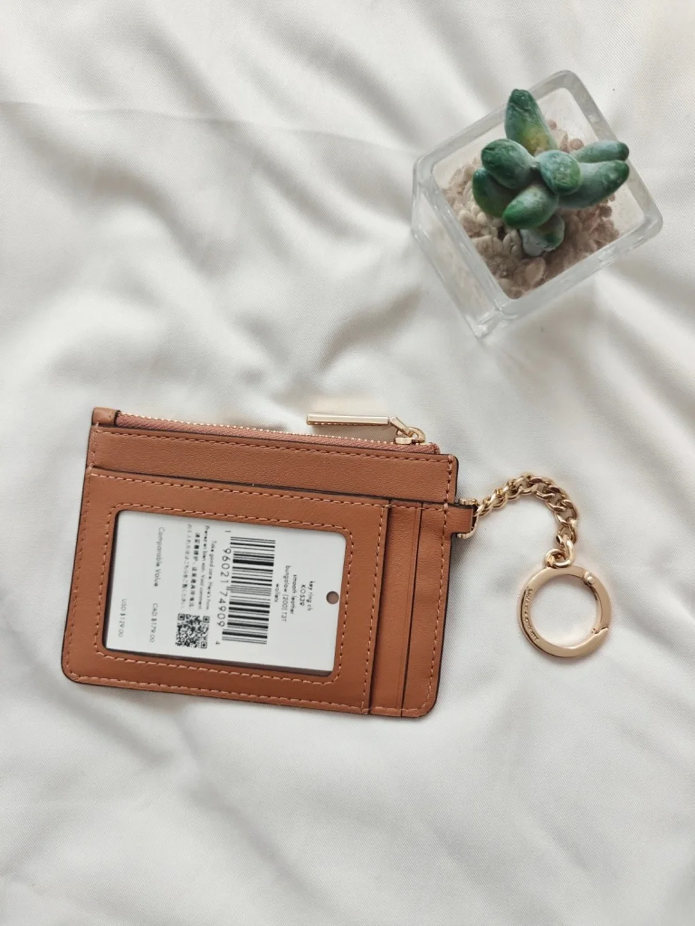 New Kate Spade Key Ring Leather Card Case /Holder Bungalow Brown KO539 $129